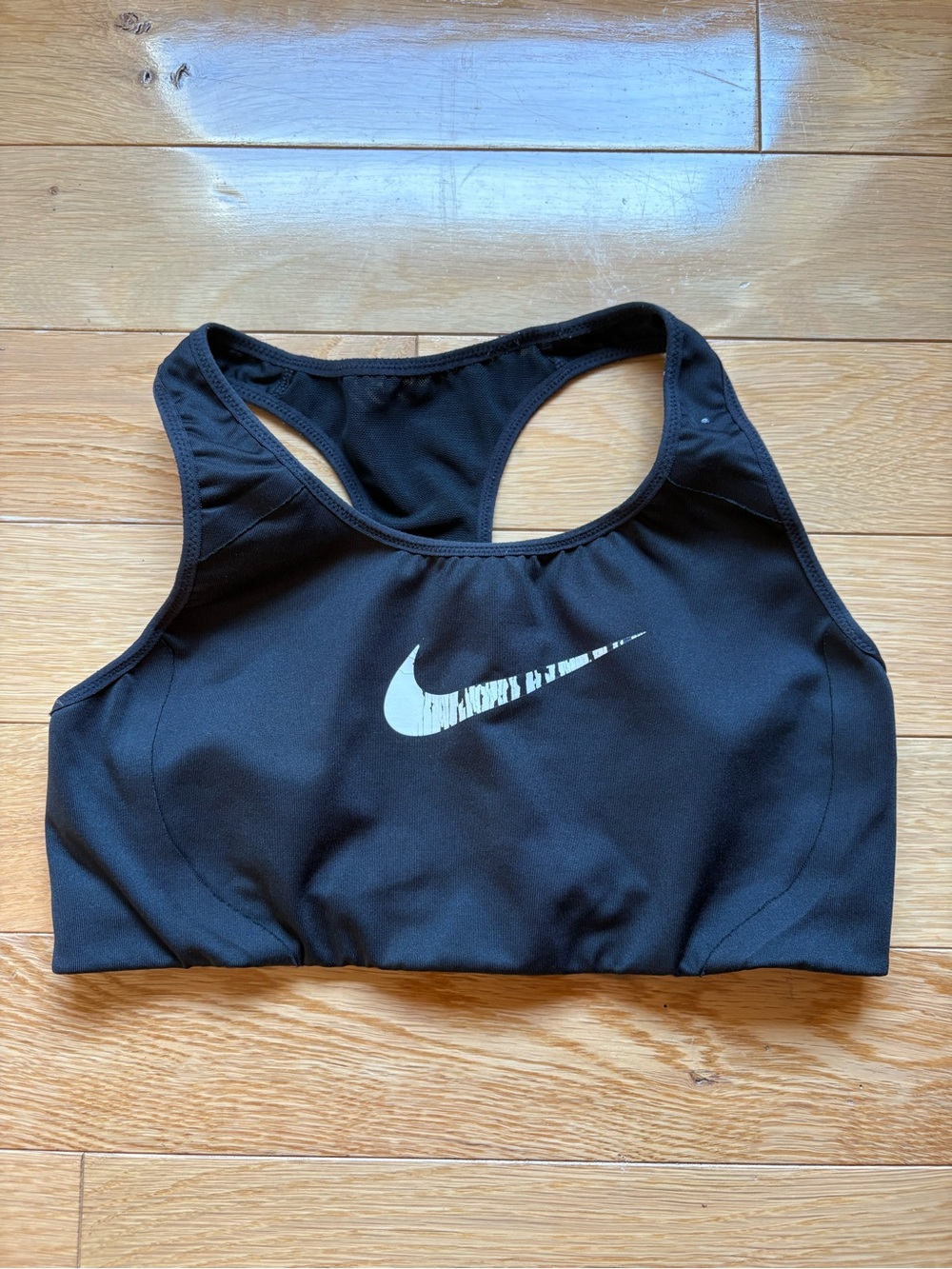 Nike Black Racerback High-Support Sports Bra with White Swoosh